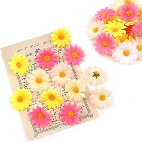 Miniatura 4 de 100 cabezas de girasol de seda de 1.969 in, 2 pulgadas, decoración de boda, corona de regalo, álbum de recortes, manualidades, fiesta, festival