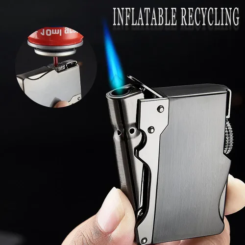 Miniatura 3 de WEQTETJU Encendedor de antorcha, fresco, diseño único, inflable y ajustable, encendedor de butano, regalo para hombres (butano no incluido) (negro)
