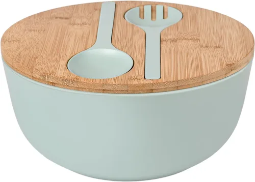 Miniatura 8 de LOVYANXUE Ensaladera con Tapa, Ensaladera de Fibra de Bambú Extra Grande de 30 cm con Juego de Servidores para Cocina, Ensaladera y Cuenco de Mezcla