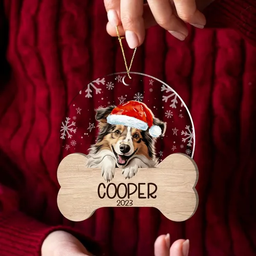 Miniatura 74 de Nazenti American Pit Bull Terrier Adorno de Navidad, adorno de perro fotográfico, adorno de perro personalizado, adornos de fotos de madera