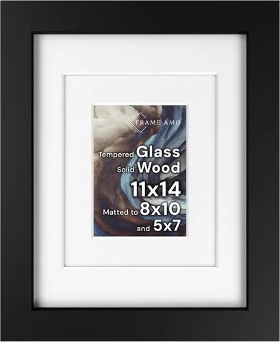 Miniatura 43 de Frame Amo Marco de póster de madera maciza de 13 x 19 pulgadas, color natural, tapete blanco para imagen de 11 x 17 pulgadas, parte frontal