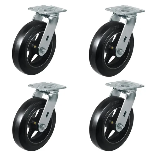 Miniatura 23 de Ruedas industriales de 5 x 2 pulgadas, rueda de goma en hierro fundido, juego de 4 ruedas resistentes con capacidad de hasta 1800 libras