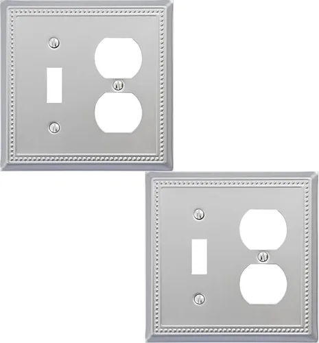 Miniatura 68 de OKAWYC Cubierta de Interruptor de Luz de Tomacorriente Dúplex Individual Belaire de Metal con Cuentas para Pared, Paquete de 4 Latón Antiguo 1 Gang