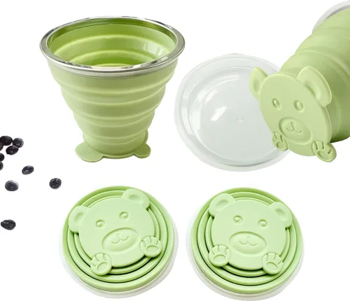 Miniatura 6 de FINDWORLD Vaso plegable de silicona plegable expandible plegable para beber - Tazas portátiles reutilizables para viajes, camping, senderismo, Verde