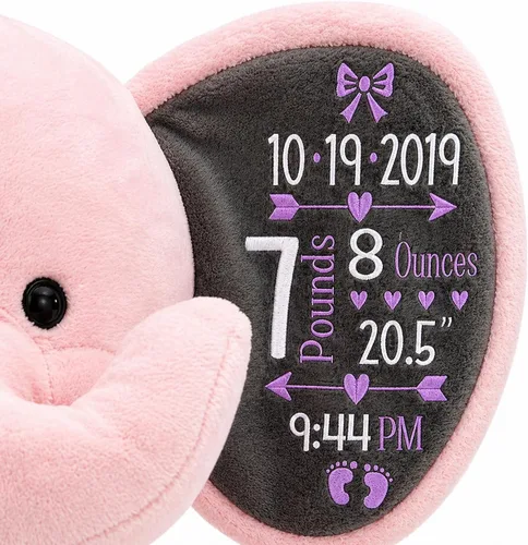 Miniatura 4 de Animal de Peluche Elefante Personalizado - Anuncio Personalizado de Estadísticas de Nacimiento Animales de Peluche Elefante para Bebés, Baby Shower