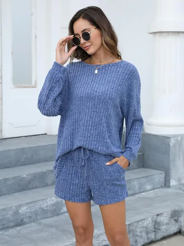 Miniatura 3 de Conjunto de 2 piezas para mujer, conjunto de pijama de gran tamaño con pantalones cortos a juego