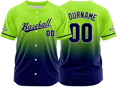 Miniatura 29 de Camiseta de béisbol con degradado personalizado, nombre, número y logotipo personalizados para hombres, mujeres y niños