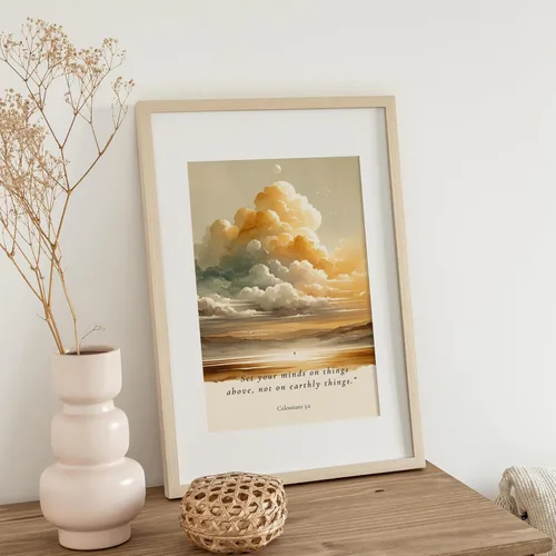Miniatura 5 de ESSEN Life Sobre la tierra Colosenses 3:2, póster bíblico de arte de pared, decoración cristiana, escritura, versículo de la Biblia, decoración