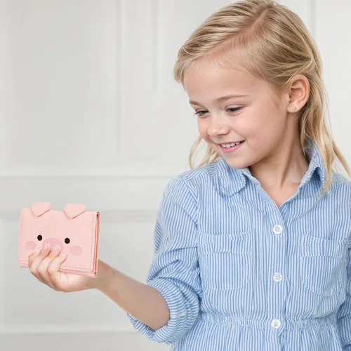Miniatura 44 de CONISY Lindas carteras para mujer, de cuero con bloqueo RFID, pequeña cartera triple con ventana de identificación para niñas y mujeres