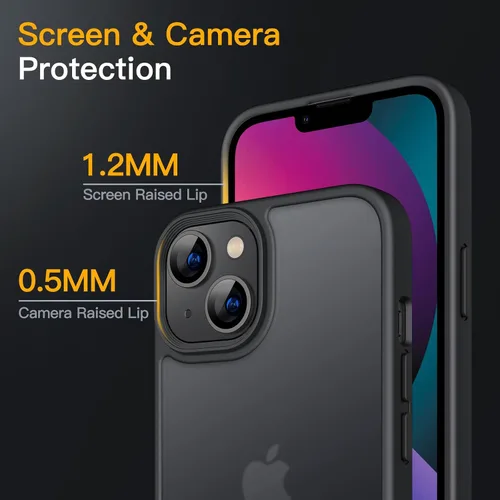Miniatura 5 de JETech Funda mate para iPhone 13 de 6.1 pulgadas, a prueba de golpes, protección contra caídas de grado militar, cubierta trasera translúcida