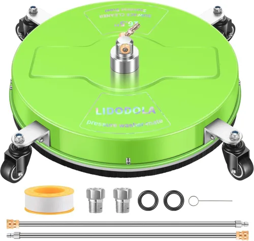 Miniatura 14 de Limpiador de superficies para hidrolavadora de 14 pulgadas con 4 ruedas - Limpiador de superficies de acero inoxidable recubierto verde
