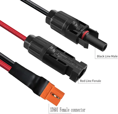 Miniatura 5 de Cable de extensión solar a XT60i 10AWG XT60I-F 6mm2 cable solar compatible con estación de energía portátil (10AWG 5 pies)