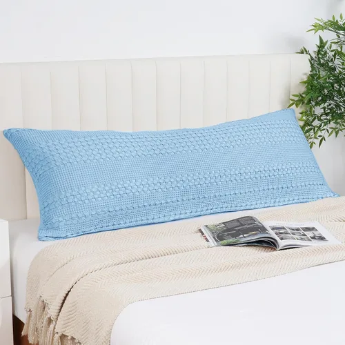 Miniatura 17 de PHF Fundas de almohada con tejido de gofre de 24" x 24", paquete de 2, funda de almohada cuadrada 100% algodón para decoración de ropa de cama, sin