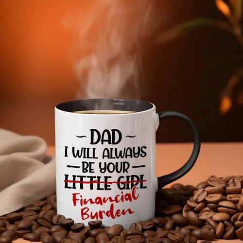 Miniatura 4 de Veracco Taza de café de cerámica con texto en inglés "Dad I will Always Be Your Little Girl" Financial Burden Financial Burden, taza para el mejor