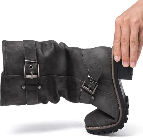 Miniatura 6 de GLOBALWIN Botas de vestir a media pantorrilla para mujer, botas de motociclista para mujer