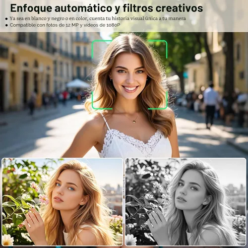 Miniatura 5 de CHUZHAO Mini Cámara Digital Retro - Cámara de Vlogging Estilo TLR Vintage de Apuntar y Disparar con Enfoque Automático, Compacta y Portátil, Tarjeta
