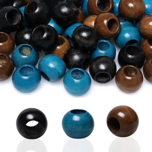 Paquete variado de 150 cuentas de macramé de madera de 0.78 pulgadas, cuentas redondas de colores para manualidades, guirnaldas, decoración del