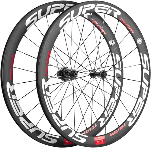 Miniatura 9 de Superteam Ruedas de Bicicleta de Carretera de Fibra de Carbono 700C, Juego de Ruedas Clincher de 50mm, Mate de 23 de Ancho Amarillo fluorescente