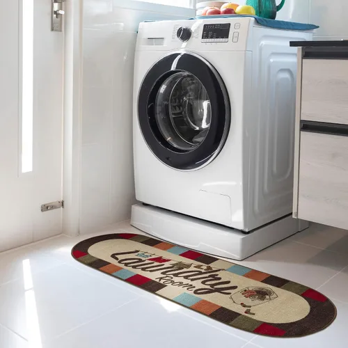 Miniatura 24 de Alfombra lavable a máquina con diseño de texto antideslizante con parte trasera de goma, 2 x 5, para lavandería, para baño, lavadero, 20 x 59