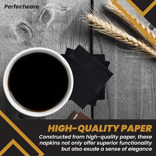 Miniatura 6 de Perfectware Servilletas negras de 2 capas. 1200 servilletas negras de cóctel de 2 capas. Servilletas negras de 10 x 10 pulgadas. El paquete es de 4