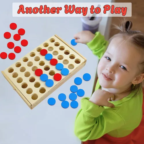 Miniatura 4 de Juego de mesa de madera 4 en una fila, línea plegable para 4 juegos, juguete clásico de estrategia familiar, juego de conexión de madera para niños