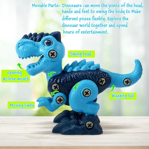Miniatura 3 de Juguetes STEM de dinosaurios para niños de 3 a 5 años, juguetes de dinosaurio desmontables con taladro eléctrico, juguete educativo de construcción