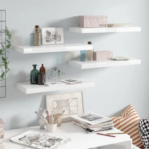 Miniatura 19 de Estantes flotantes de pared, juego de 4 estantes decorativos para montar en la pared, estante colgante con soportes invisibles para decoración