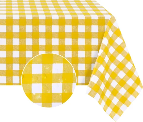 Miniatura 21 de Romanstile Mantel rectangular de vinilo, 100% impermeable, mantel de plástico a cuadros de búfalo, resistente y lavable para exteriores, campamento