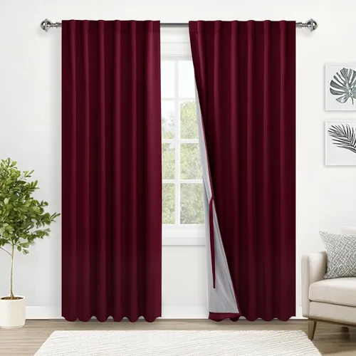 Miniatura 21 de XWZO Cortinas blancas 100% opacas con alzapaños, 2 capas gruesas completamente sombreadas con bolsillo para barra y pestaña trasera, cortinas