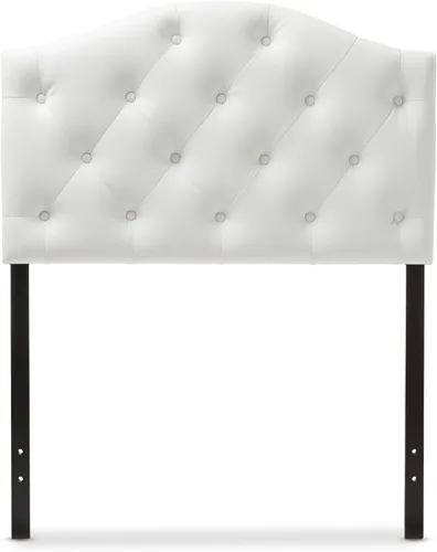 Miniatura 6 de Venta al por mayor, cabecera tapizada imitación cuero para interiores Baxton Studio Myra moderna y contemporánea con botones., Cuero, Blanco