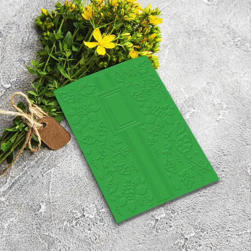 Miniatura 4 de Hying Carpeta en relieve de plástico con hojas de flores texturizadas 3D para hacer tarjetas, plantilla de manualidades, pancarta floral