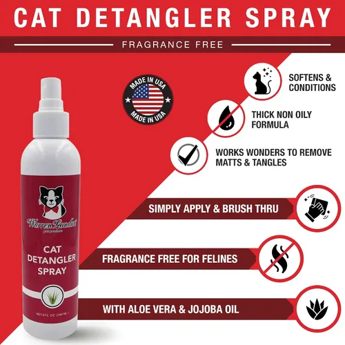Miniatura 6 de Warren London Paquete de spray desenredante para gatos con cepillo de clavijas para cabello enmarañado Acondicionador sin enjuague para mascotas