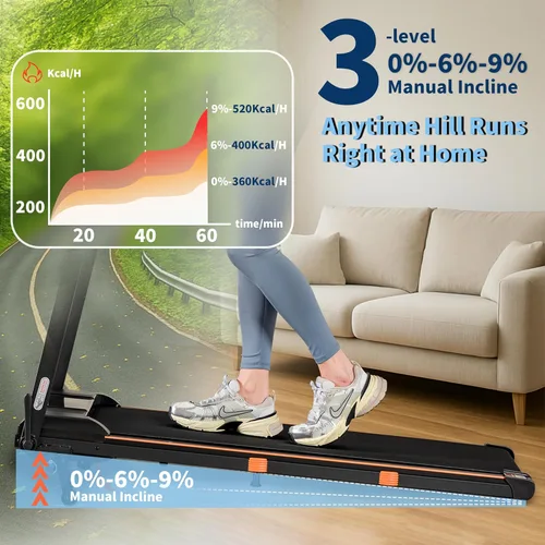 Miniatura 3 de Caminadora con inclinación, 3 en 1 para debajo del escritorio, portátil, plegable, para el hogar y la oficina, almohadilla pequeña de 3.0 HP