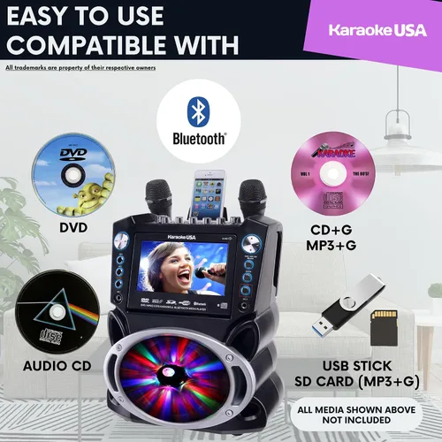 Miniatura 2 de Karaoke USA Sistema de karaoke portable GF839, color negro, talla única