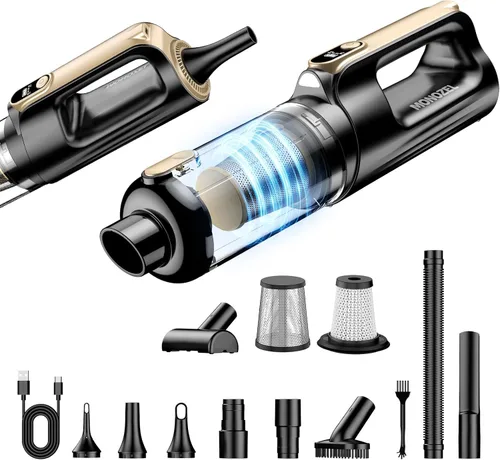 Miniatura 9 de MONOZEL Aspiradora de mano, 18000 Pa 2 en 1, aspiradora inalámbrica para automóvil y plumero de aire, motor de 130 W con batería de 7800 mAh, luz