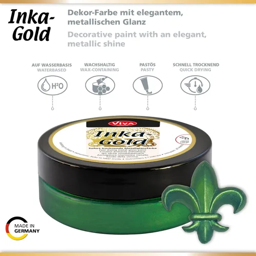 Miniatura 4 de Viva Decor Inka Gold Gilding Wax2.3 oz (esmeralda) - Pasta de pulido metálica a base de cera de fácil aplicación. Brillo metálico de secado rápido