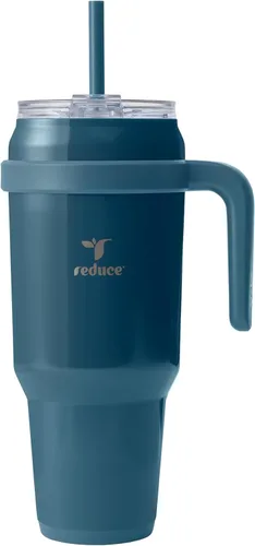 Miniatura 21 de Reduce Vaso de acero inoxidable de 50 onzas con asa, doble pared aislada al vacío, taza de viaje, tapa a prueba de sudor y popote reutilizable