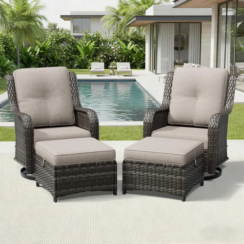 Miniatura 78 de Joyside Juego de sillas de mimbre para patio, juego de 3 piezas de mimbre para exteriores con 2 sillas reposabrazos y 1 mesa auxiliar para terraza