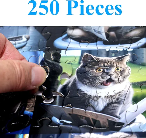 Miniatura 4 de Think2Master Rompecabezas de 250 piezas de Pooping Cats con conmovedores gatitos y gatos. Decoración perfecta para el baño, regalo de broma