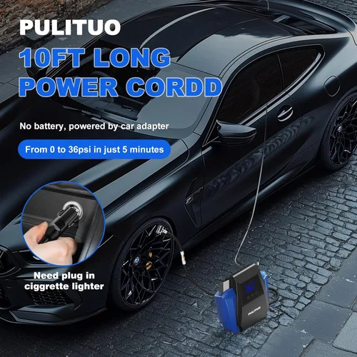 Miniatura 4 de PULITUO Compresor de aire portátil para inflador de neumáticos, accesorios de automóvil, bomba de aire de 12 V CC para neumáticos de automóvil
