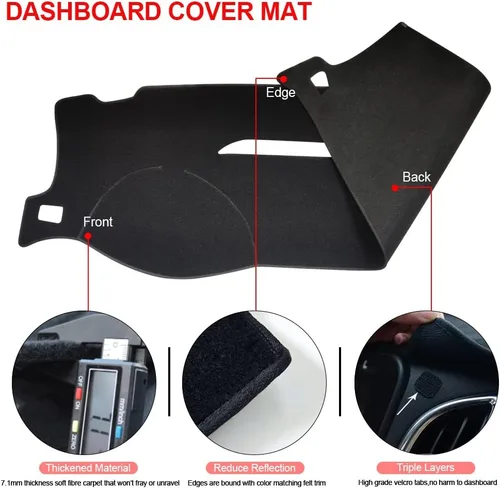 Miniatura 4 de Alfombrilla para salpicadero compatible con Chevy Tahoe Suburban Denali Avalanche 07-14, GMC Yukon/XL, Chevy Silverado Sierra 07-13 sin altavoz