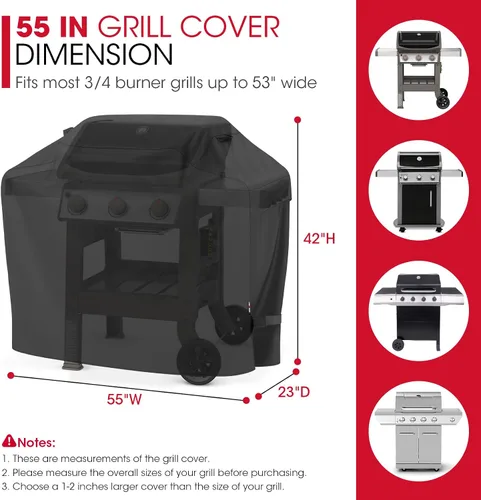Miniatura 3 de Cubierta Unicook para parrilla de gas, impermeable, resistente, cubierta para barbacoa de 55 pulgadas, material desteñido especial y resistente a