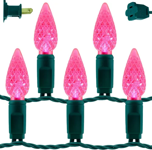 Miniatura 13 de YULETIME Tira de luces LED multicolor C9 fresa para Navidad, 68 pies 100 unidades con espaciado de 8" impermeable, luz de cadena festiva