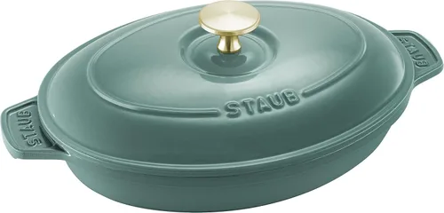 Miniatura 13 de Staub Z1025-988 Pico Cocotte Eucalipto redondo, 5.5 pulgadas (5.5 in), pequeño, doble mano, olla esmaltada fundida, compatible con inducción