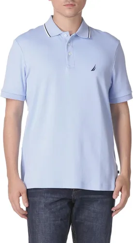 Nautica - Camiseta tipo polo de manga corta para hombre, camiseta de corte clásico y diseño de cuello con borde de dos colores