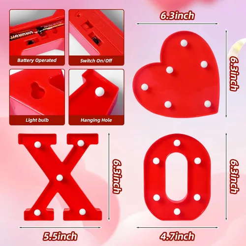 Miniatura 2 de EDYCON Letrero con luces para el día de San Valentín, decoración de mesa, letras con luz LED, funciona con pilas, para decoración del hogar, fiesta