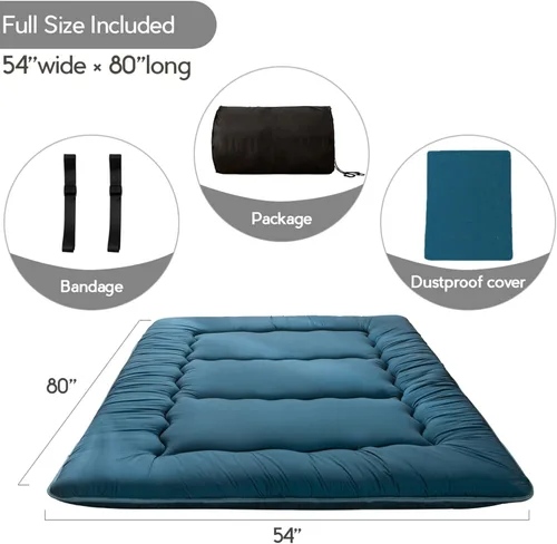 Miniatura 2 de MAXYOYO Colchón japonés de suelo futón, almohadilla gruesa para dormir, futón plegable enrollable para adultos, tapete de tatami, cama de dormitorio