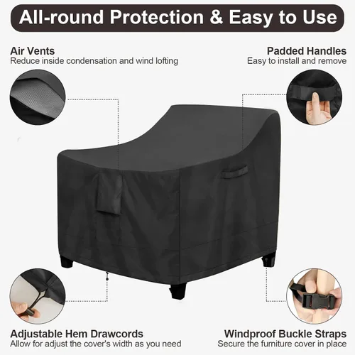 Miniatura 5 de PureFit Fundas para sillas de exterior, impermeables, para muebles de patio, muebles de exterior, con ventilación de aire y asas acolchadas, se