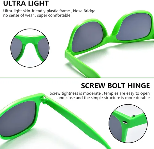 Miniatura 4 de 20 pares de lentes de sol a granel para adultos, retro de los años 70 y 90, gafas baratas para suministros de fiesta (negro)
