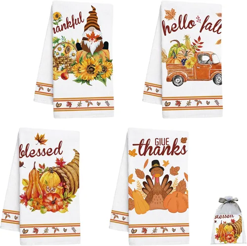 Miniatura 9 de Nialnant Juego de 4 paños de cocina de Navidad para cocina y baño, regalos de inauguración de la casa, decoración de Navidad para cocina, 16 x 23.6